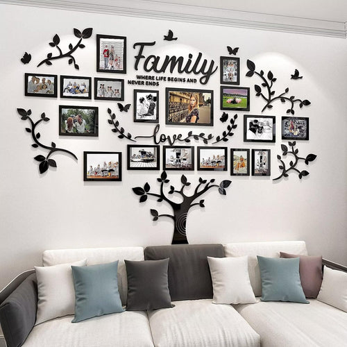 3D Family Tree Wall Decor Sticker - DIY Collage Picture Frames for Living Room Decoration