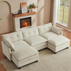 Comfy Modular Sectional Sofa With Movable Ottomans