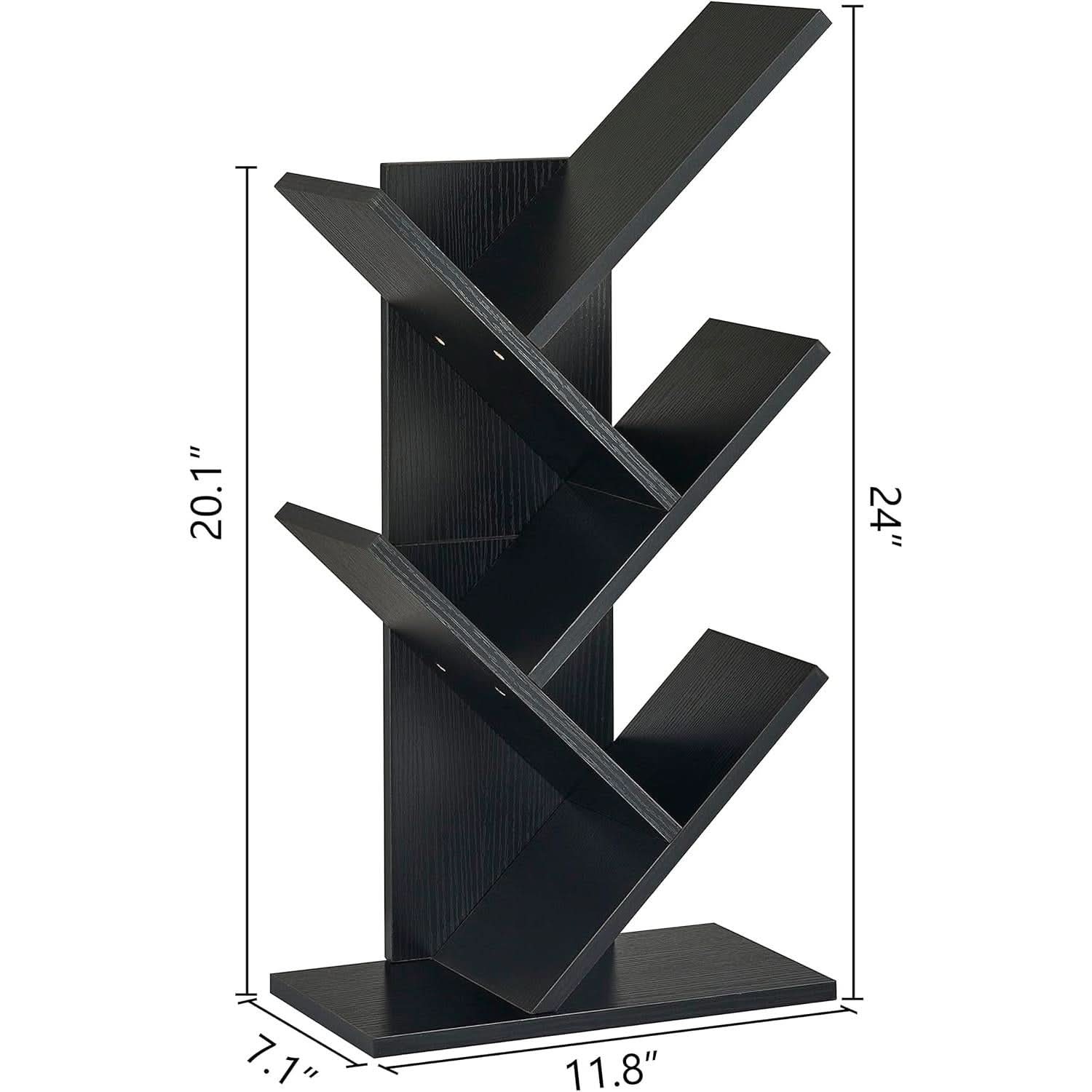 4 Tier Tree Bookshelf Floor Standing Bookcase Home