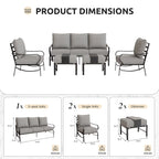 Aluminum Patio Furniture,Outdoor Metal Sectional Sofa with Table and Waterproof Covers,White Modern Patio Furniture Set for Garden Backyard
