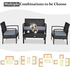 HW63756 4PCS Patio Rattan Furniture Set Garden Deck