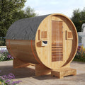 Outdoor Traditional Barrel Sauna for 4-6 Persons with 220V 6KW Electric Heater and Sauna Stones