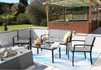 4 Pieces Patio Furniture Outdoor Furniture Outdoor Patio Furniture Set Textilene Bistro Set Modern Conversation Set Black Bistro Set with Loveseat Tea Table, Grey