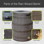 RW50 Rain Wizard 50Gal Plastic Rain Barrel Water Collector, Oak