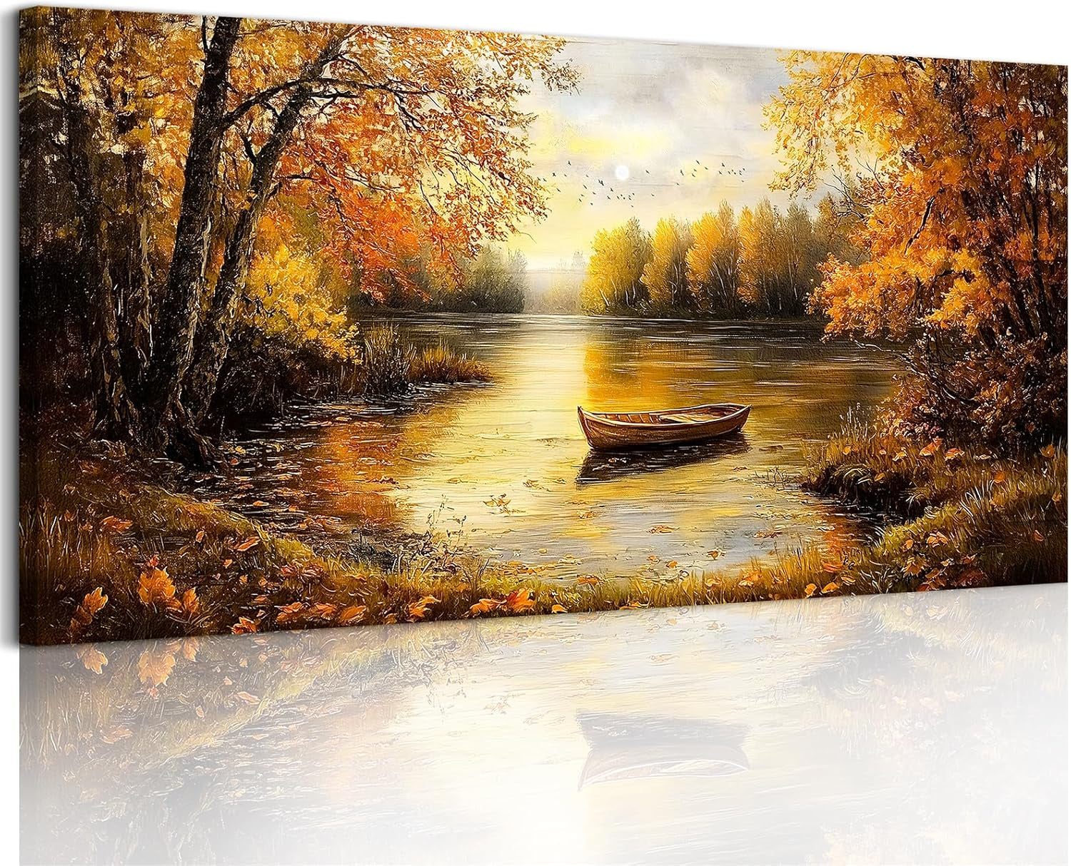 Gold Autumn Landscape Canvas Decor Wall Art 29x57 Inches