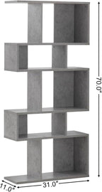 Gray Five Tier Geometric Bookshelf Set Of 2 70 Inch Tall