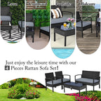 HW63756 4PCS Patio Rattan Furniture Set Garden Deck