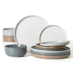 Plates and Bowls Set, 12 Piece Stoneware Dinnerware Sets, Multicolor