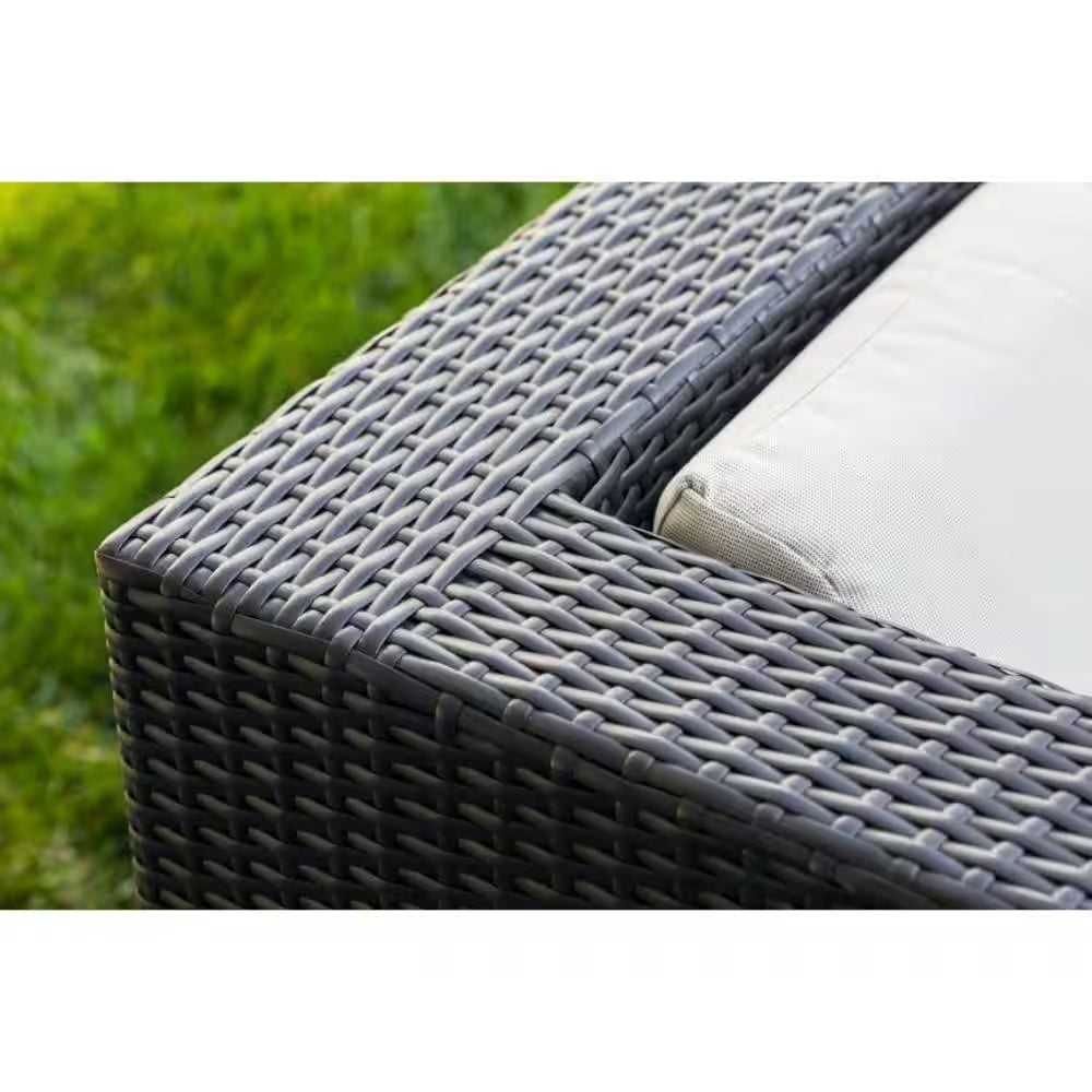 Black 9-Piece Wicker Patio Combo Conversation Set with Sunbrella Coal Cushions