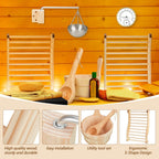 8-Piece Sauna Accessories Set: Wooden Bucket and Ladle, Thermometer and Hygrometer, Hourglass Timer, Two Backrests, Gable Vent, and Aromatherapy Oil Bowl – Ideal Gifts for Sauna Enthusiasts and Home Spa Experience