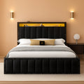 Queen Size Black Velvet Upholstered Platform Frame
