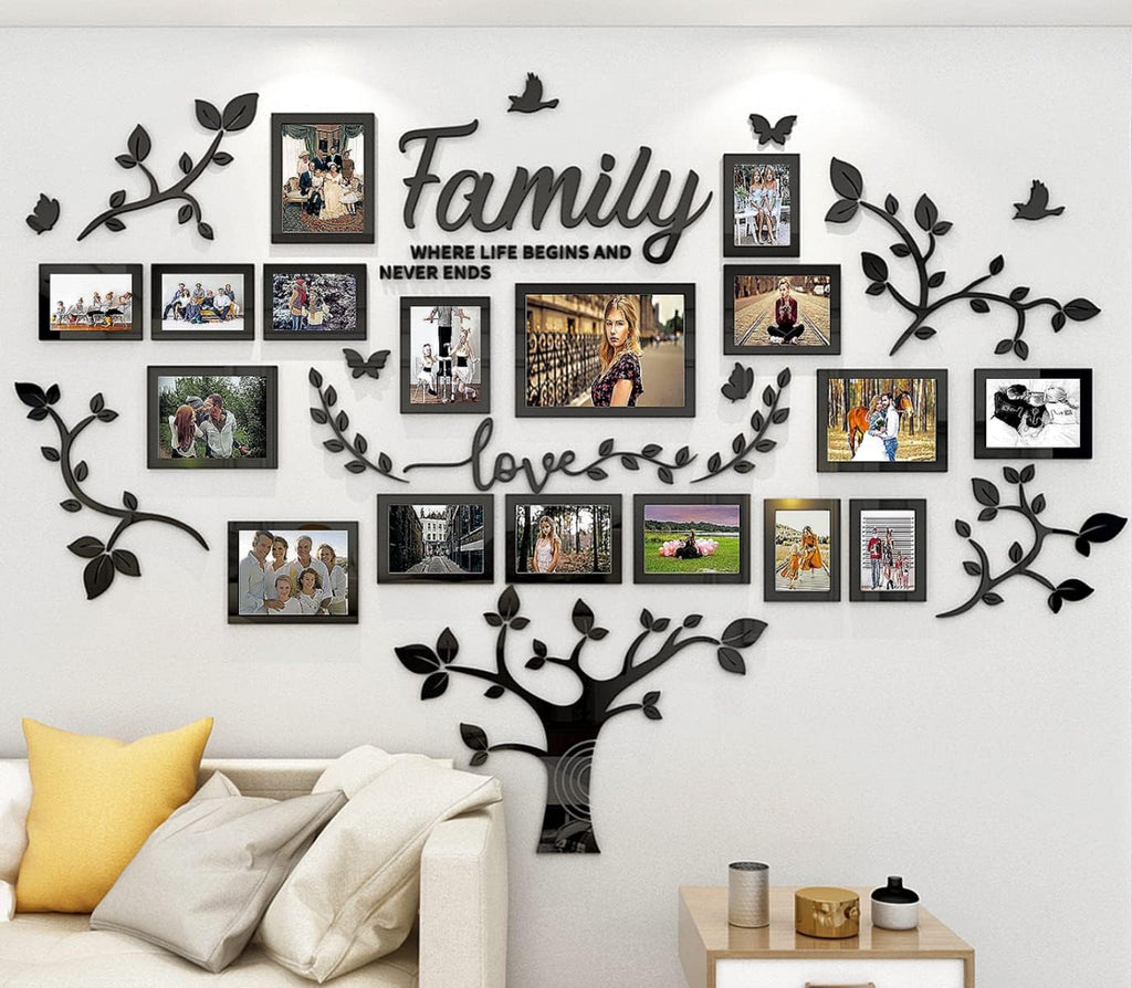 3D Family Tree Wall Decor Sticker - DIY Collage Picture Frames for Living Room Decoration
