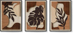 Framed 3D Boho Textured Wood Wall Art Set - Large 3-Piece Carved Tropical Botanical Décor for Living Room, Bedroom, Dining Room, and Home Office - Monstera Leaf Design, 20x30 Inches