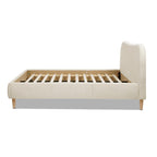 Queen Upholstered Platform Bed With Oatmeal Chenille
