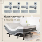 Sven & Son Classic Adjustable Bed Base, Head and Foot Lift, Massage, Under-Bed Lights, USB, Gel Memory, Zero Gravity Smart Frame - Queen + 12 Inch Memory Foam Matt (Medium)